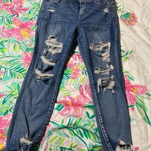 American Eagle Outfitters Ripped Blue Skinny Jeans
